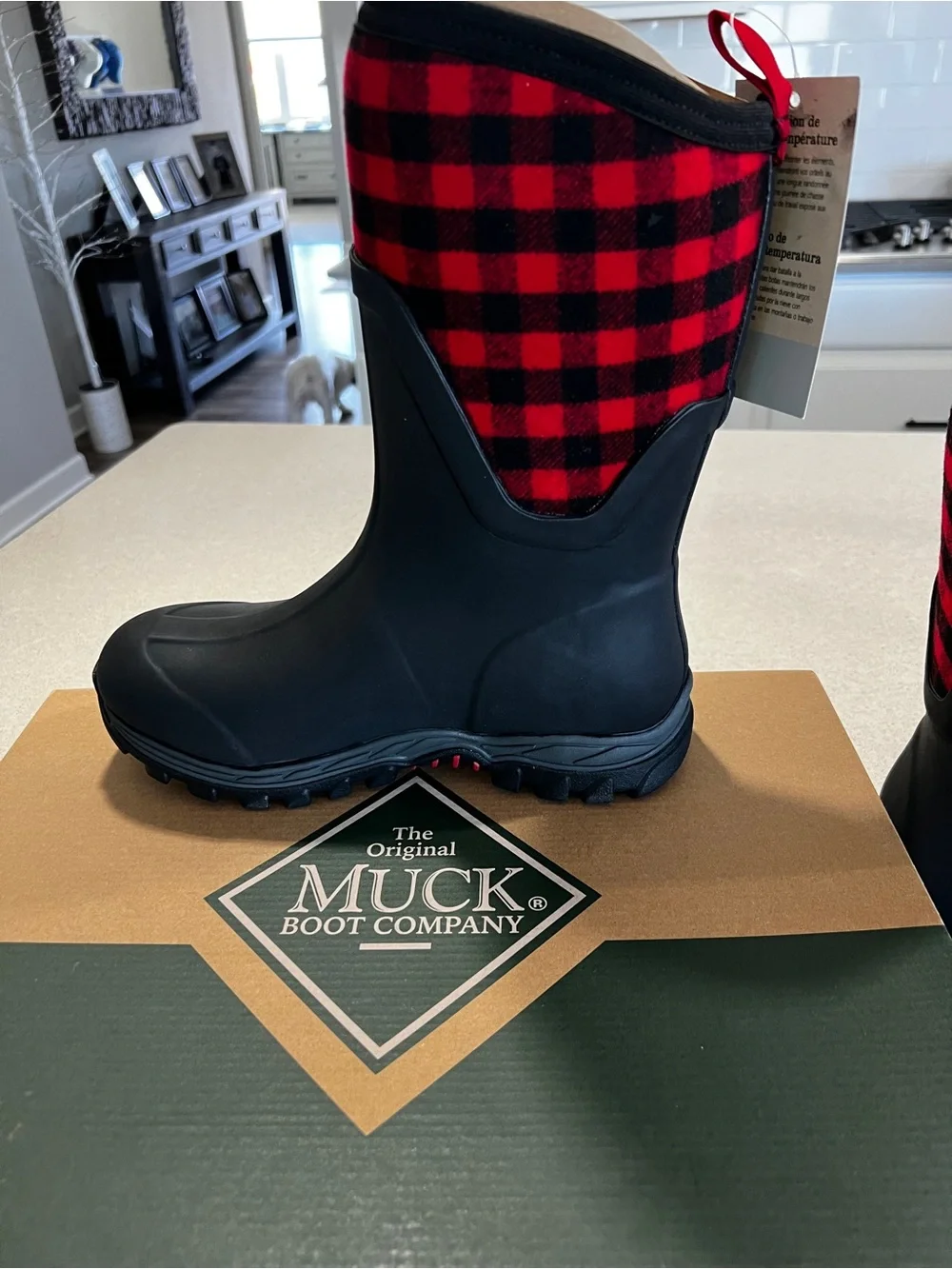 Muck Boot Company Women's Black & Red Plaid Winter Rain Boots